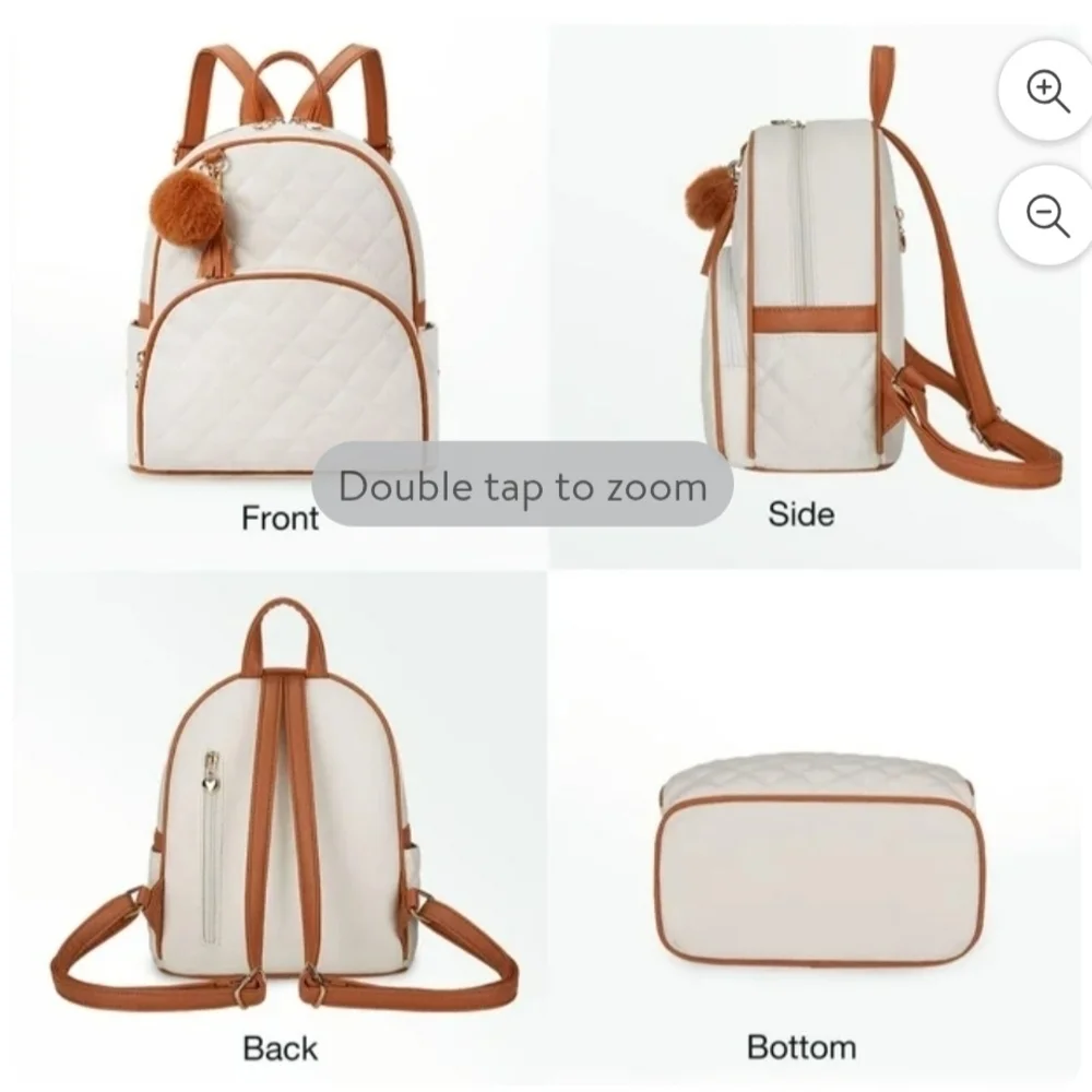 NWT ECOSUSI Ivory & Brown Mini Backpack Purse for Women